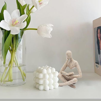 Estatua de mujer de lectura, esculturas de pensador, cerámica, adorno de arte abstracto, decoración de figura estética moderna, adecuada para el hogar, sala de estar, dormitorio, oficina, estante, mesa