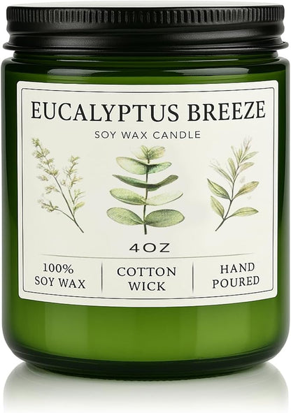 Eucalyptus and Mint Home Candle – 20-Hour Soy Candle Burn Time, Gift for Women, Stress Relief, Meditation, Yoga, Relaxation, Natural Soy Wax for Men and Women.