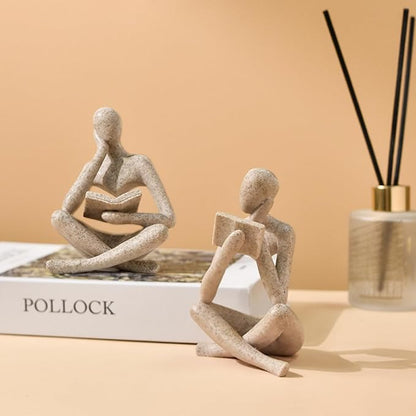 Estatua de mujer de lectura, esculturas de pensador, cerámica, adorno de arte abstracto, decoración de figura estética moderna, adecuada para el hogar, sala de estar, dormitorio, oficina, estante, mesa