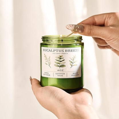 Eucalyptus and Mint Home Candle – 20-Hour Soy Candle Burn Time, Gift for Women, Stress Relief, Meditation, Yoga, Relaxation, Natural Soy Wax for Men and Women.