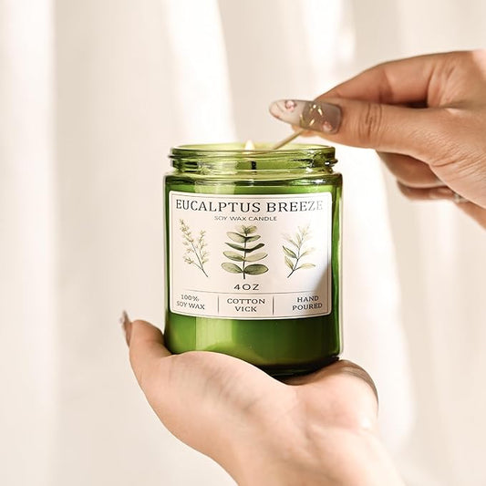 Eucalyptus and Mint Home Candle – 20-Hour Soy Candle Burn Time, Gift for Women, Stress Relief, Meditation, Yoga, Relaxation, Natural Soy Wax for Men and Women.