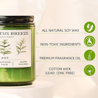 Eucalyptus and Mint Home Candle – 20-Hour Soy Candle Burn Time, Gift for Women, Stress Relief, Meditation, Yoga, Relaxation, Natural Soy Wax for Men and Women.