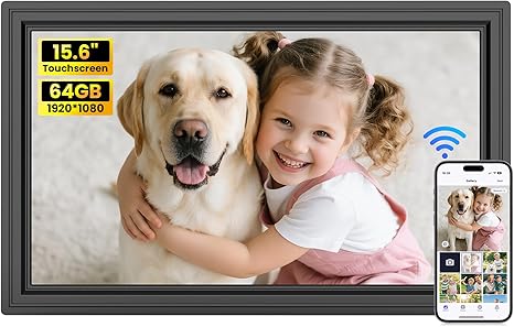 Uhale - Marco de fotos digital de 15.6 pulgadas, marco de fotos electrónico WiFi grande de 1920 x 1080 IPS FHD pantalla táctil, comparte fotos y videos en cualquier lugar, compatible con SD/USB, el