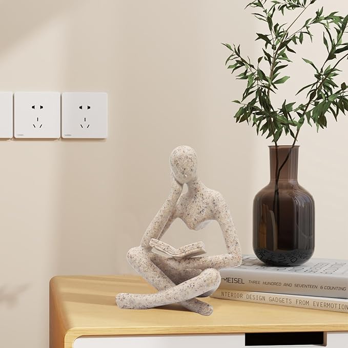 Estatua de mujer de lectura, esculturas de pensador, cerámica, adorno de arte abstracto, decoración de figura estética moderna, adecuada para el hogar, sala de estar, dormitorio, oficina, estante, mesa